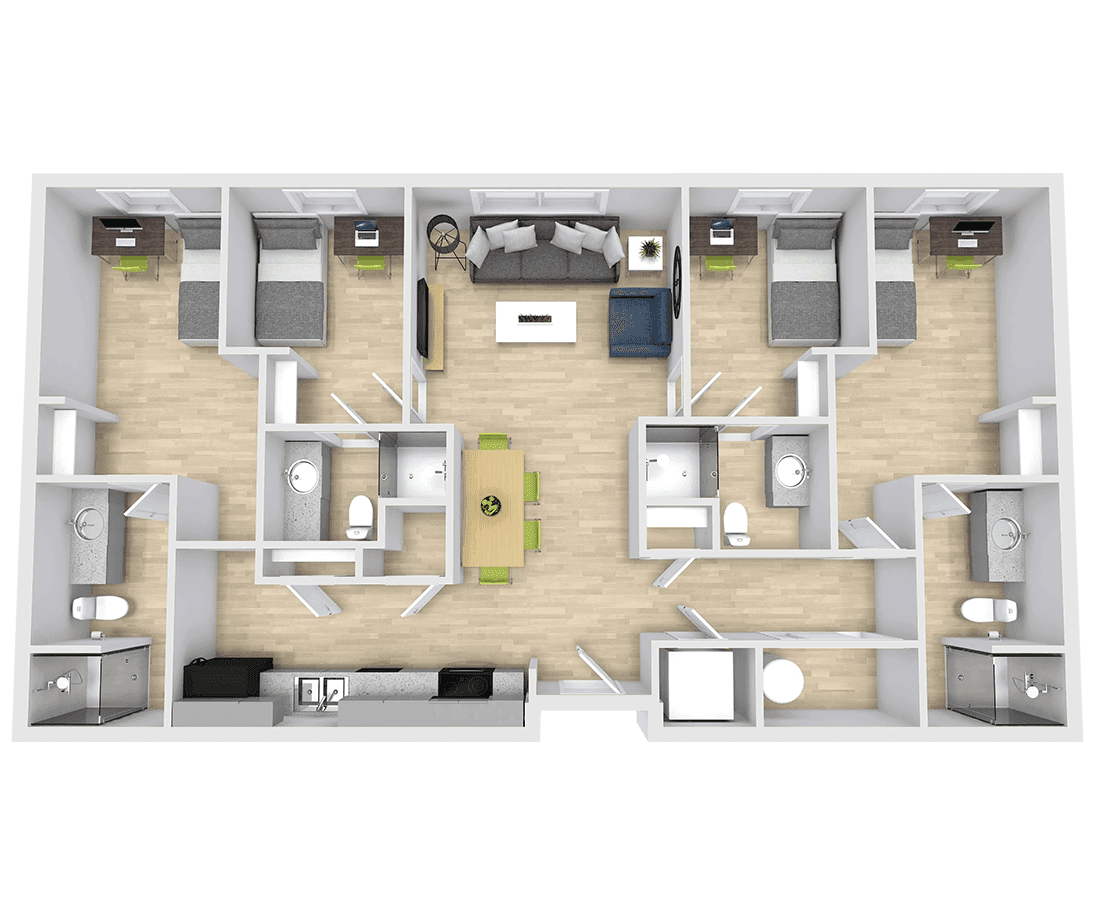 THE GREEN AT CAMPUS DRIVE 4X4 Smaller room and bathroom